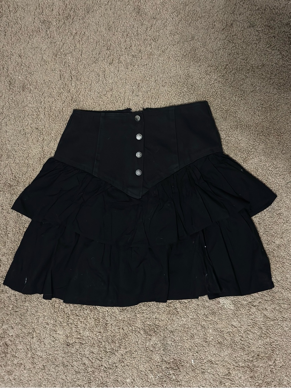 Black Tiered Ruffle Mini Skirt